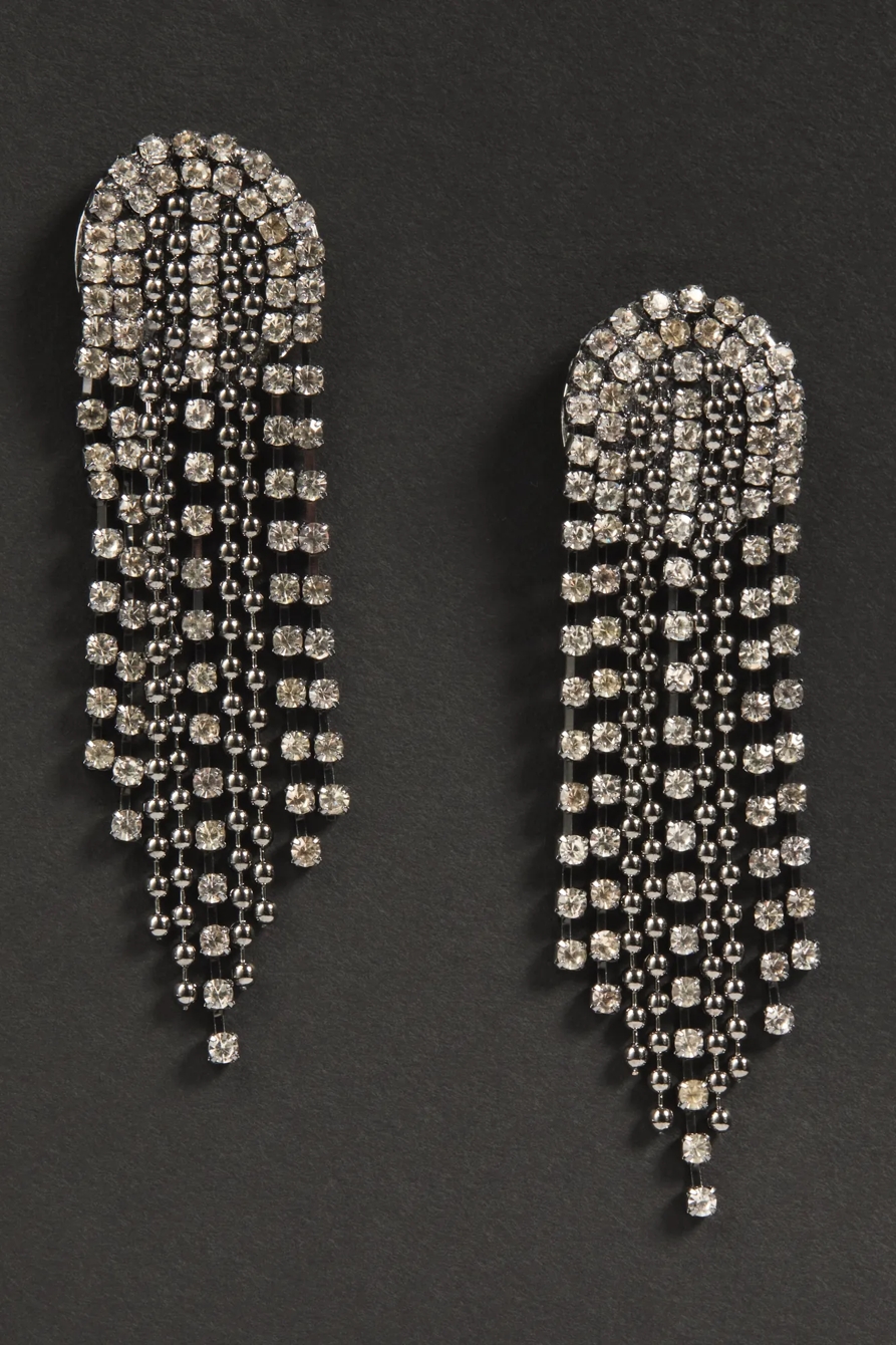 SHINY DROP STATEMENT EARRINGS — SILVER — image 2