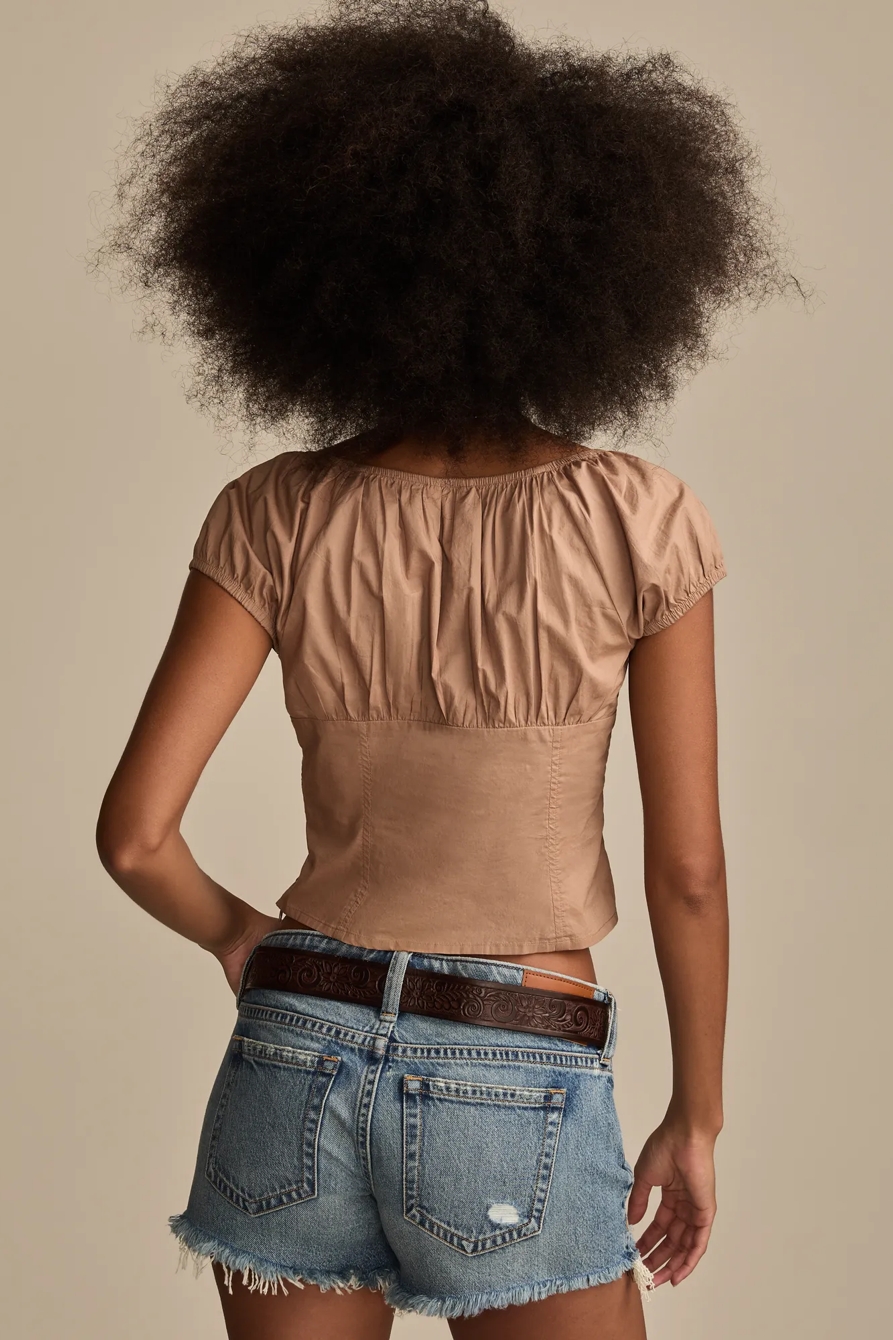 SHORT SLEEVE CORSET TOP — PORTABELLA — image 3