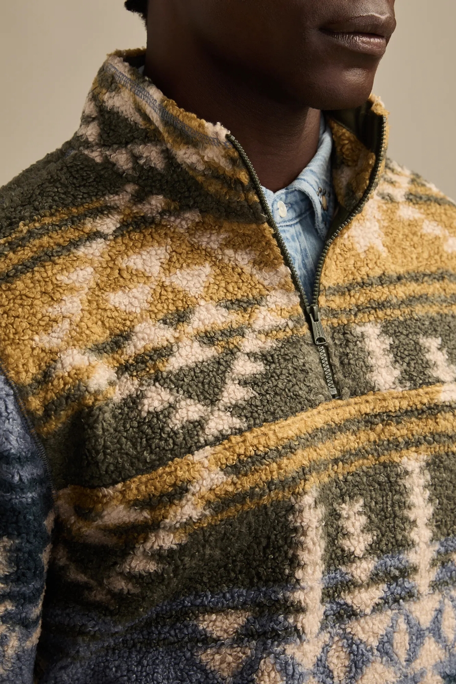 FAUX SHEARLING 1/4 ZIP — BLUE MULTI — image 2