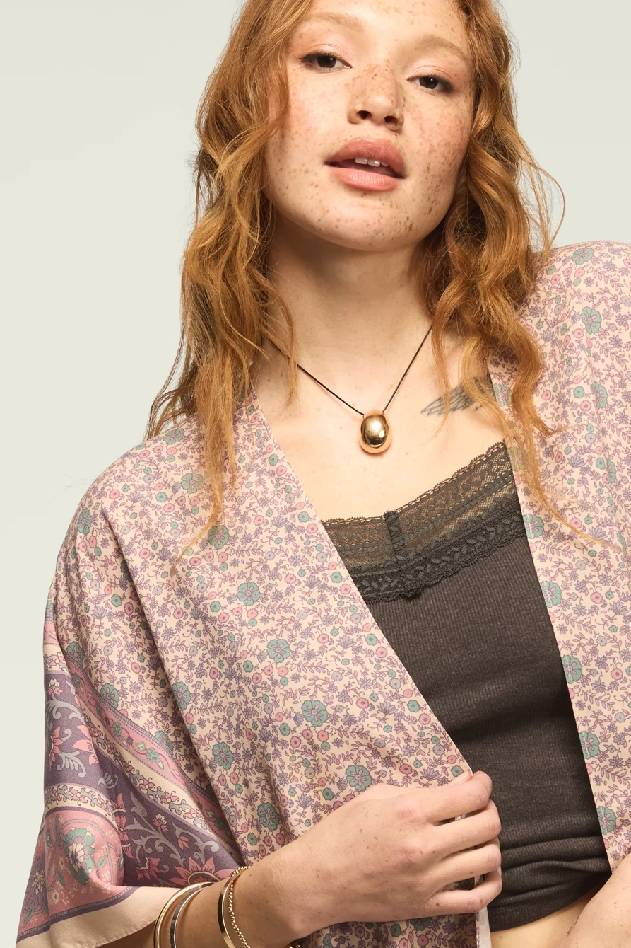 PRINTED CLASSIC KIMONO — PURPLE BORDER PRINT — image 2
