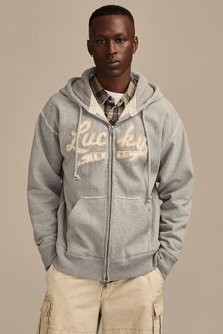 LUCKY FULL ZIP HOODIE — HEATHER GREY — image 1