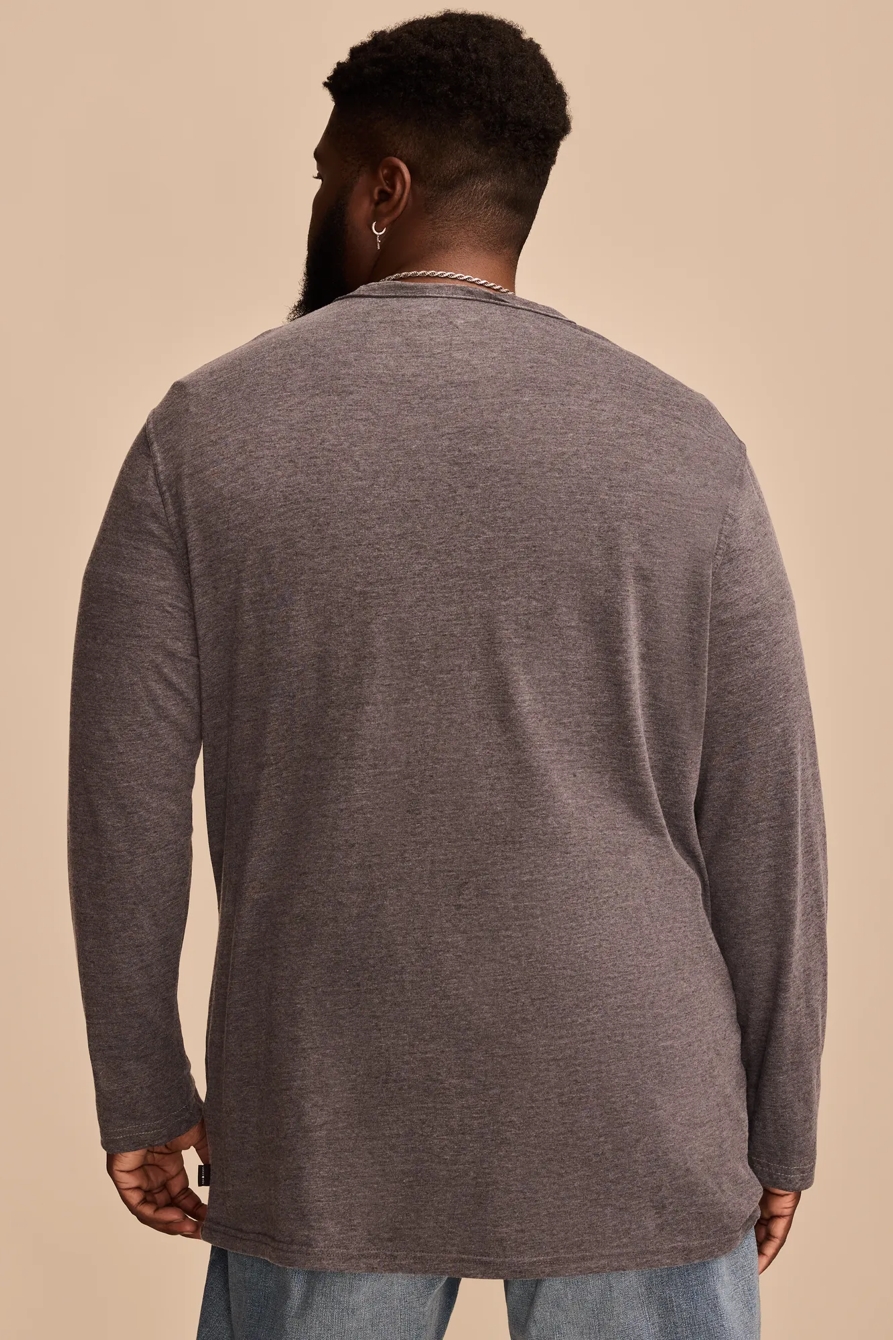 BIG & TALL VENICE BURNOUT LONG SLEEVE NOTCH NECK SHIRT — JET BLACK — image 4