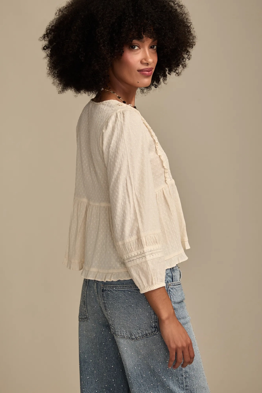 LONG SLEEVE PEPLUM TOP — CREAM — image 3