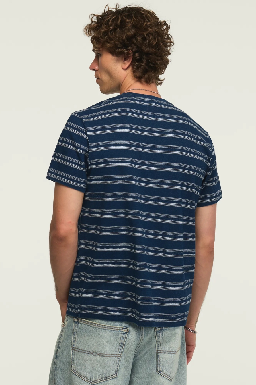 INDIGO STRIPE CREW ONE POCKET TEE — INDIGO — image 3
