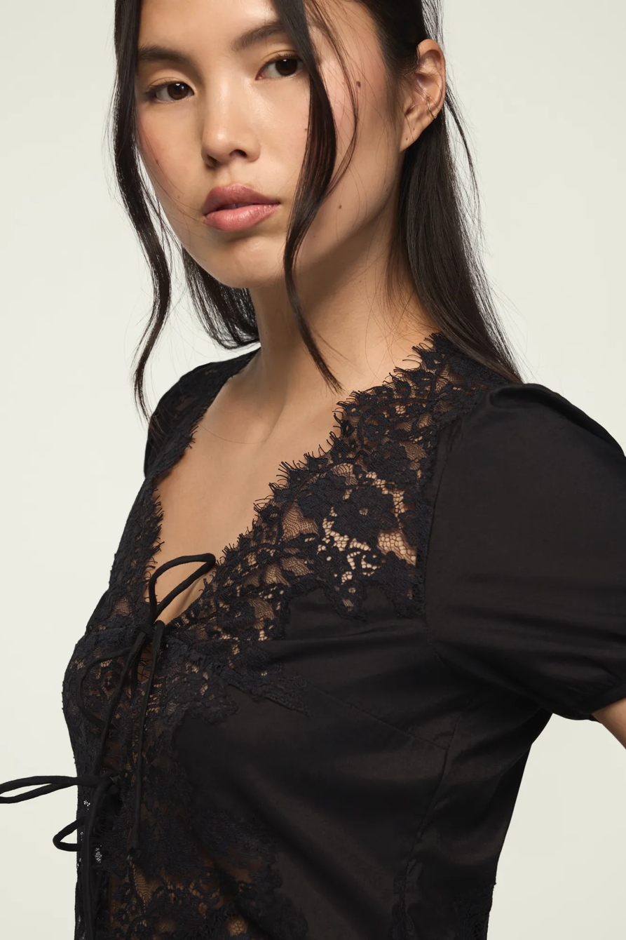 LACE TRIM FLYAWAY TOP — METEORITE — image 6