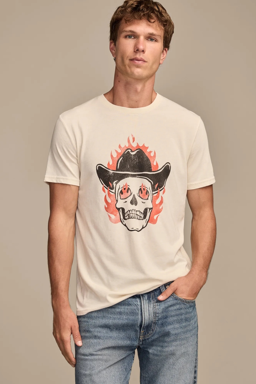 FLAMING SKULL TEE — BONE WHITE — image 1