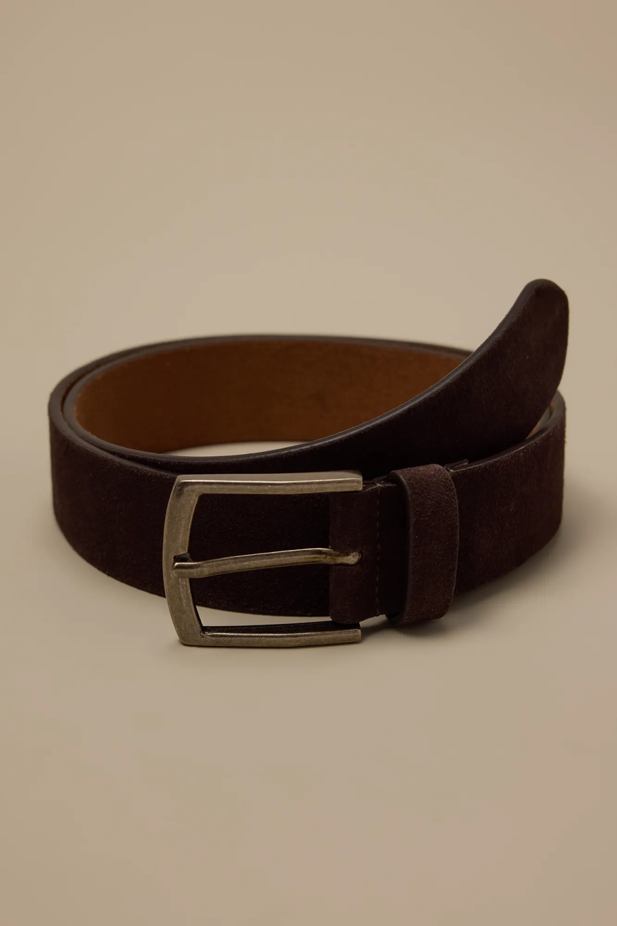 SUEDE LEATHER BELT — DARK BROWN — image 1