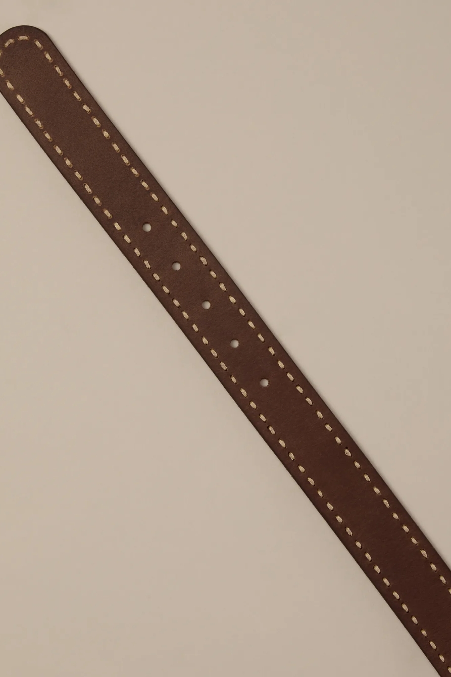 LEATHER CORD LACING BELT — DARK BROWN — image 2