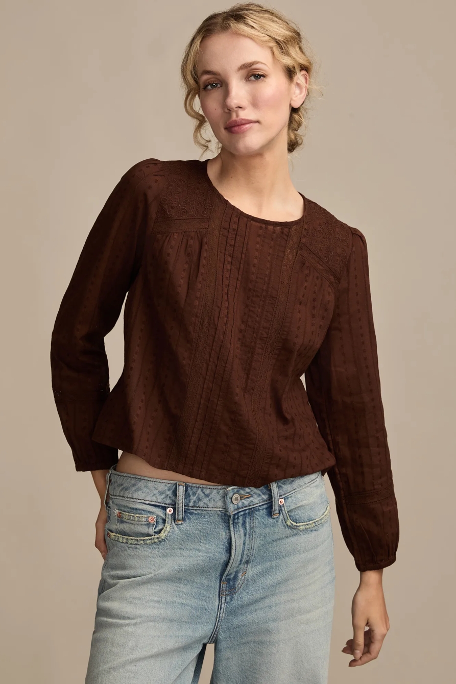 LONG SLEEVE NOVELTY FEMME TOP — FRENCH ROAST — image 2