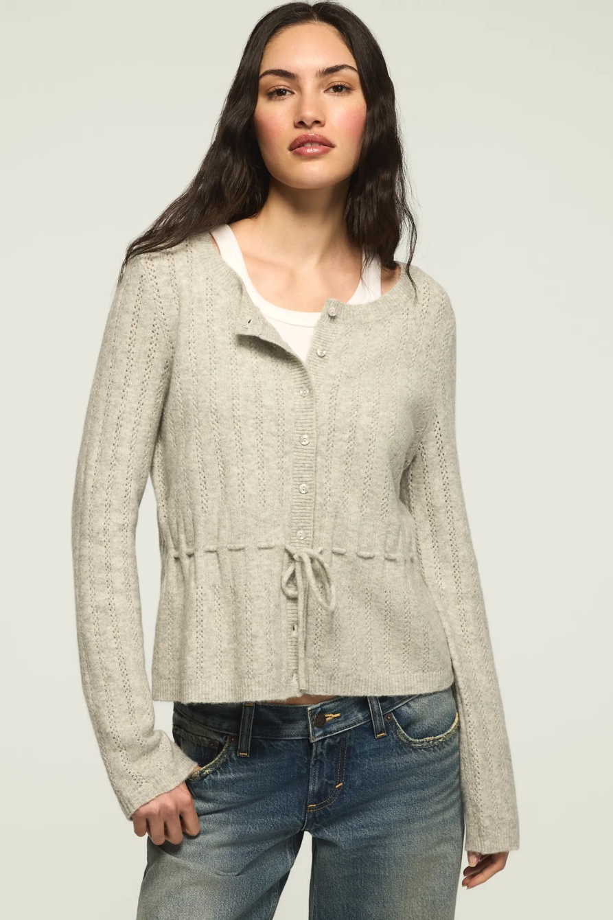 CLOUD SOFT BABYDOLL CARDIGAN — LIGHT HEATHER GRAY — image 1