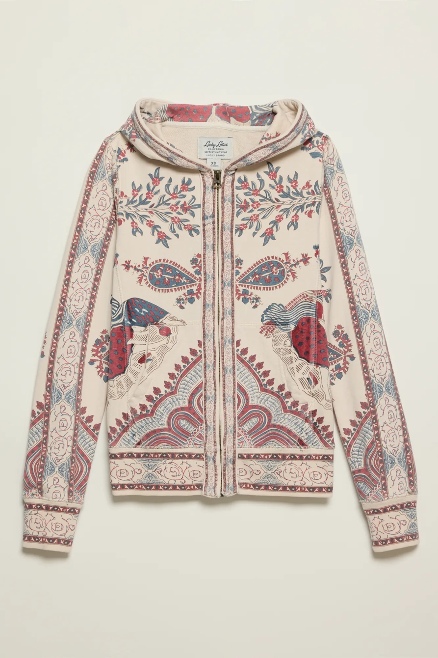 Lucky Brand Vintage Y2K Full Zip Hoodie — CREAM MULTI — image 1