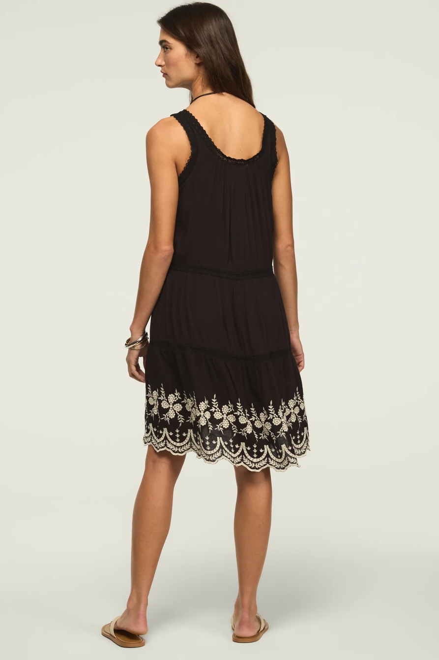 EASY LACE TRIM EMBROIDERED MINI DRESS — RAVEN — image 3