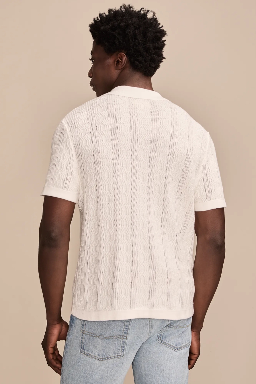 SHORT SLEEVE BUTTON DOWN SWEATER — TOFU — image 5