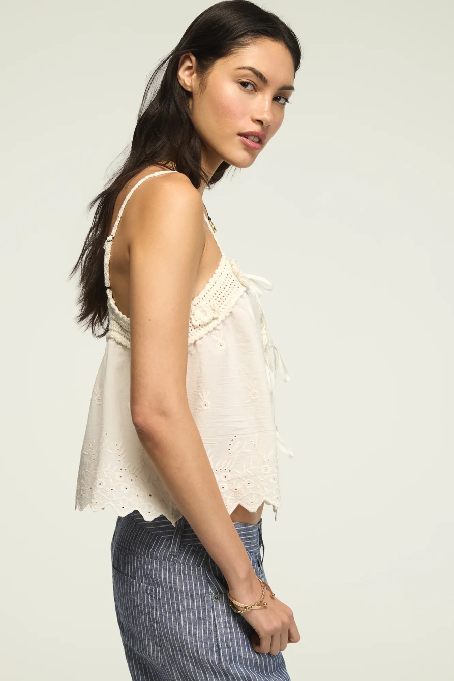 CROCHET TRIM TANK — GARDENIA — image 4