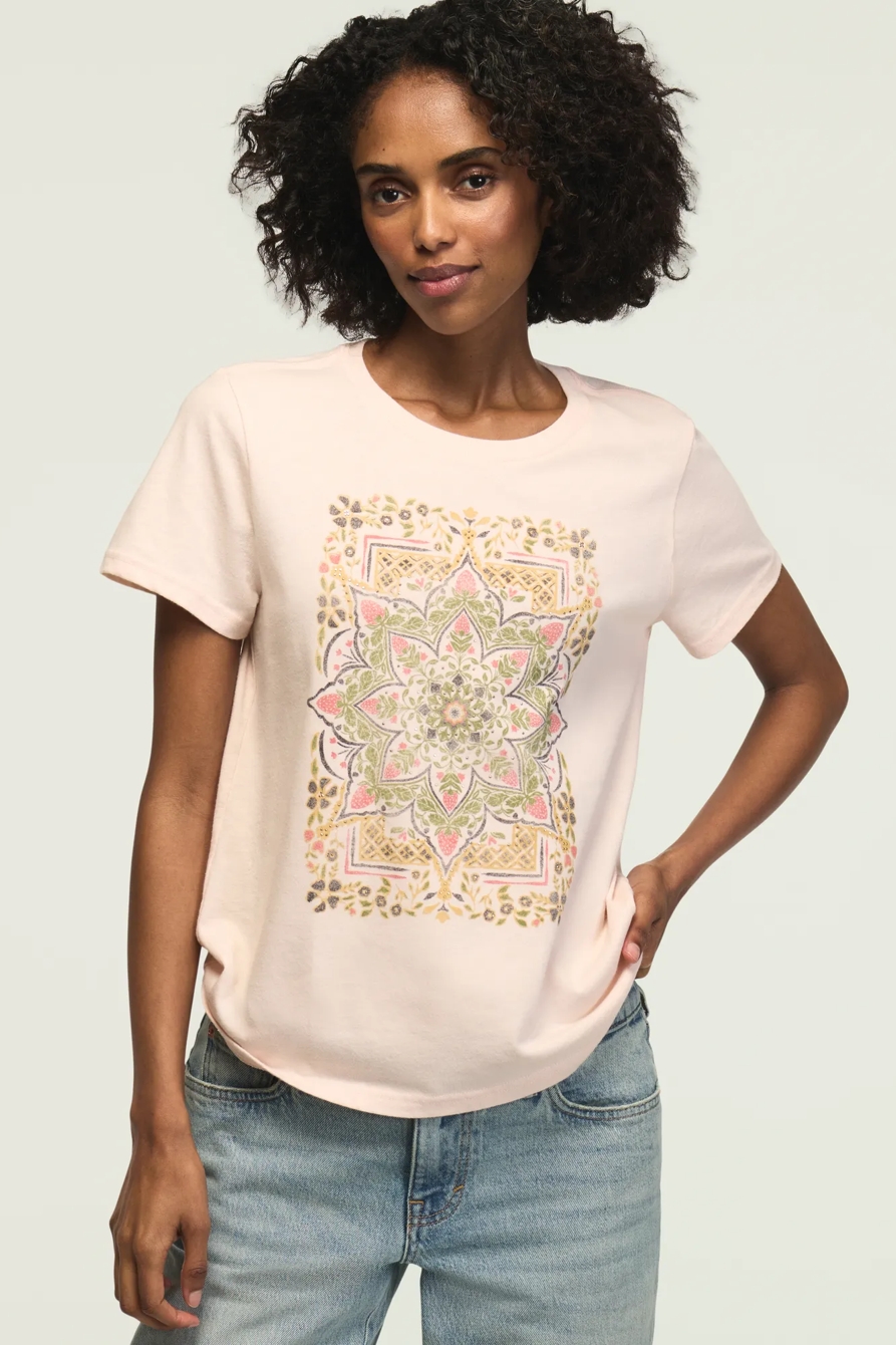 EMBELLISHED MANDALA CLASSIC CREW — CLOUD PINK — image 1
