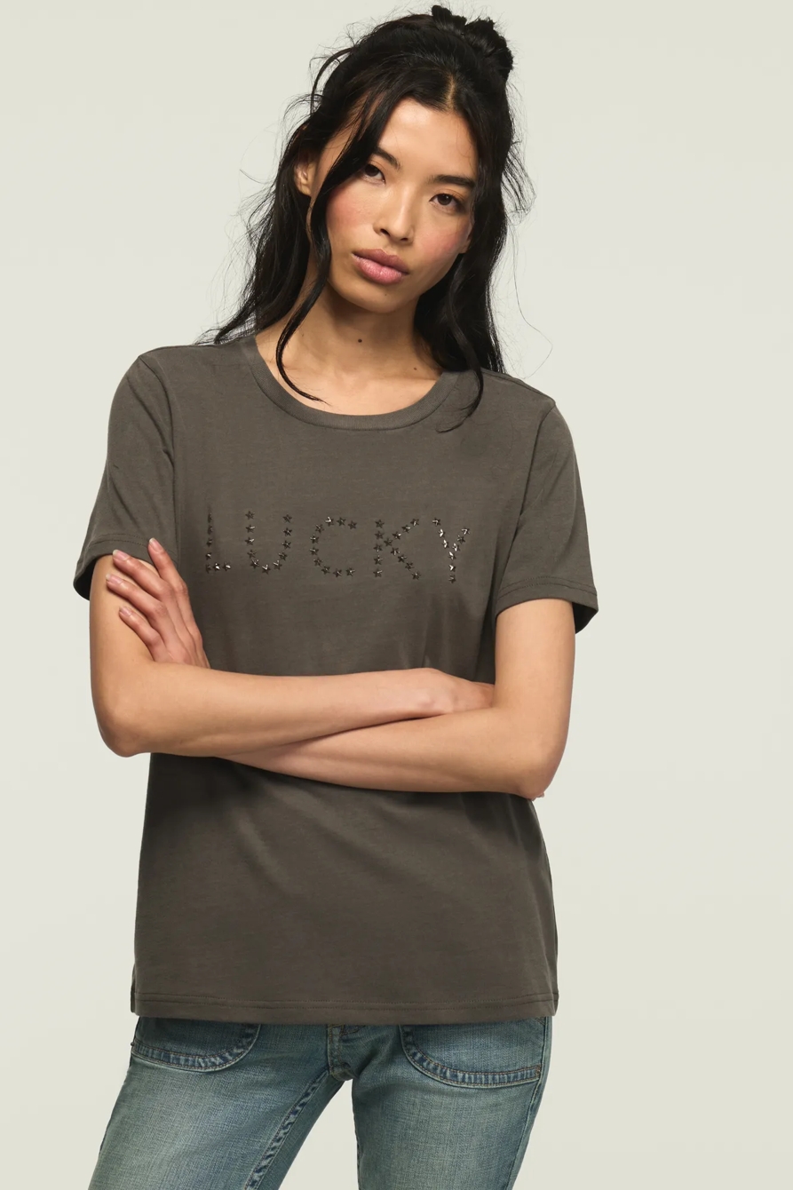 EMBELLISHED LUCKY STAR CLASSIC CREW — JET BLACK — image 2