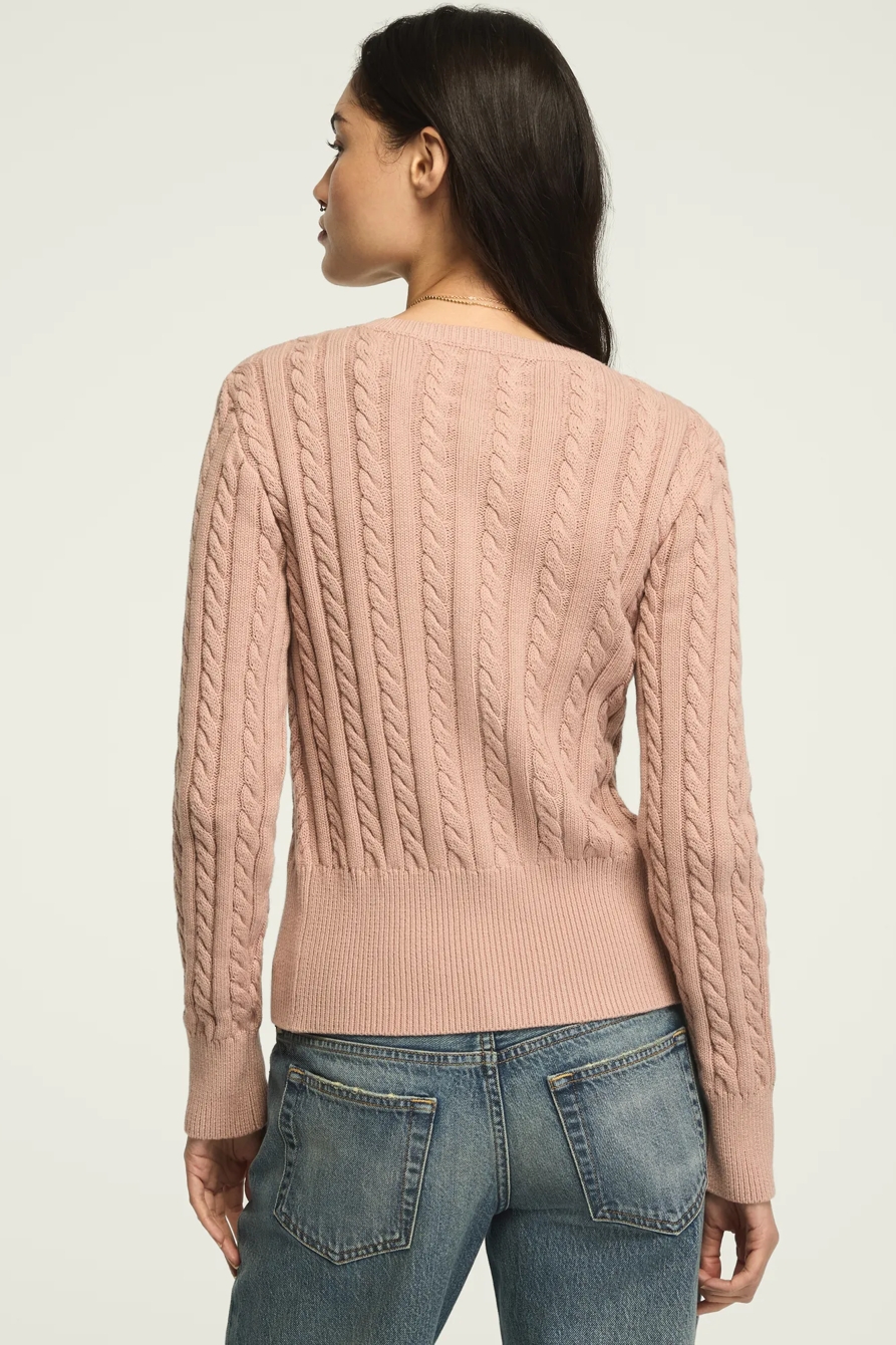 CLOUD SOFT CABLE CARDIGAN — ADOBE ROSE — image 3