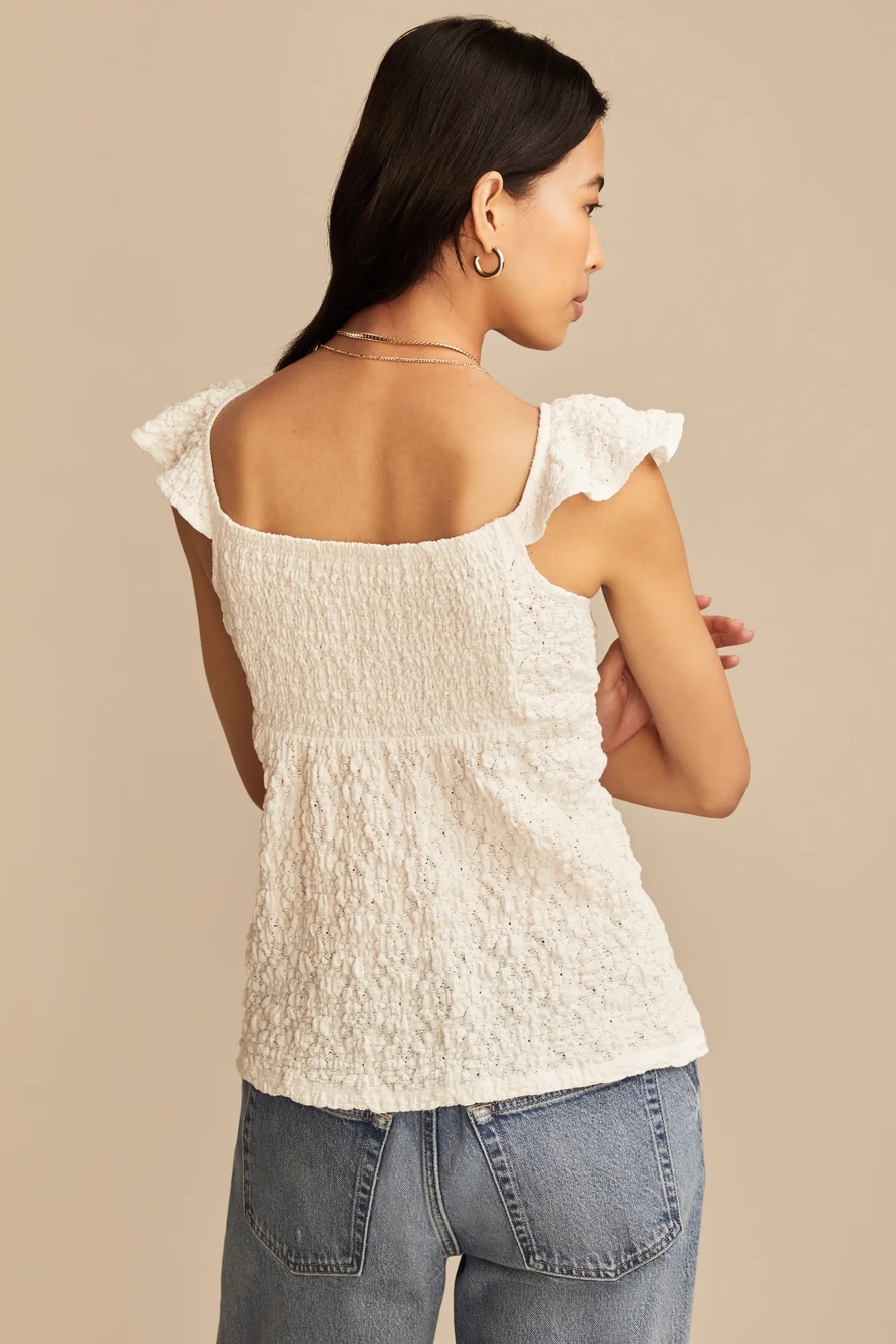 Textured Babydoll Top — BRIGHT WHITE — image 3