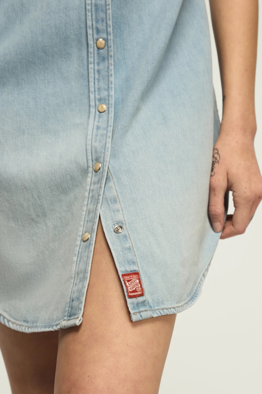 DENIM SHIRT DRESS — MARS BLUE — image 4