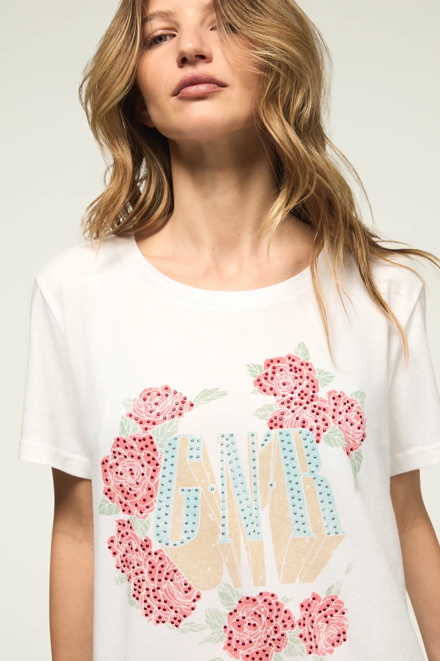 GUNS N ROSES EMBELLISHED CLASSIC CREW — BRIGHT WHITE — image 1