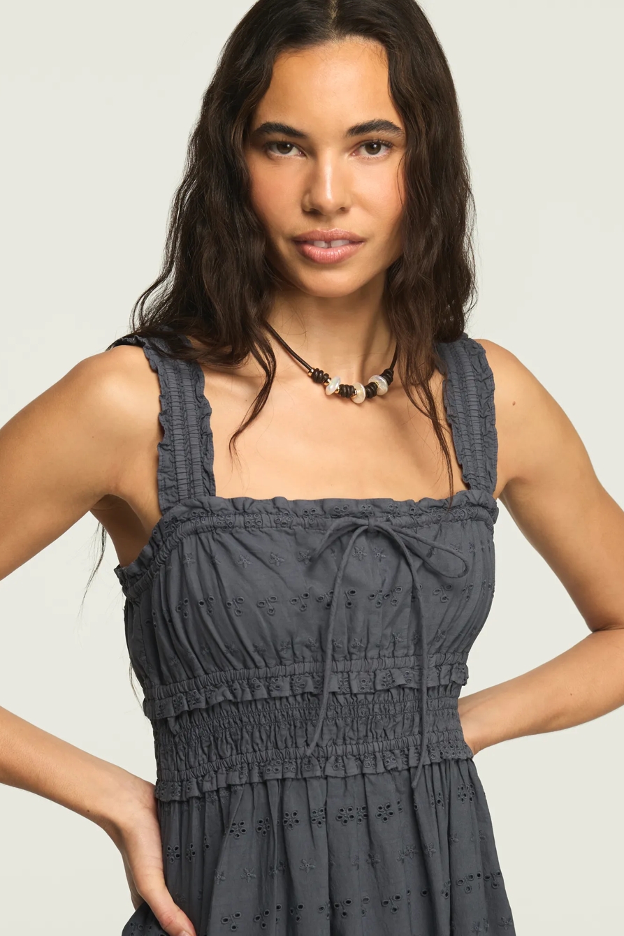 SCHIFFLEY SMOCKED WAIST MIDI DRESS — OMBRE BLUE — image 5