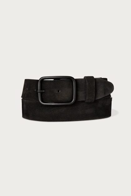 DISTRESSED SUEDE LEATHER BELT, BLACK