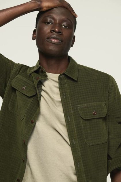 PLAID CORDUROY LONG SLEEVE WORKSHIRT, GREEN PLAID
