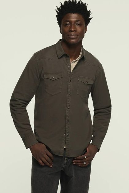 LONG SLEEVE TWILL MASA WESTERN SHIRT, RAVEN