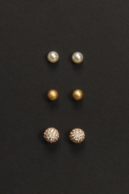 Crystal Ball and Stud Set, GOLD