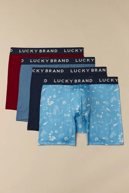 4 PACK ESSENTIAL SOFT BOXER BRIEFS, GOOD LUCK PRINT