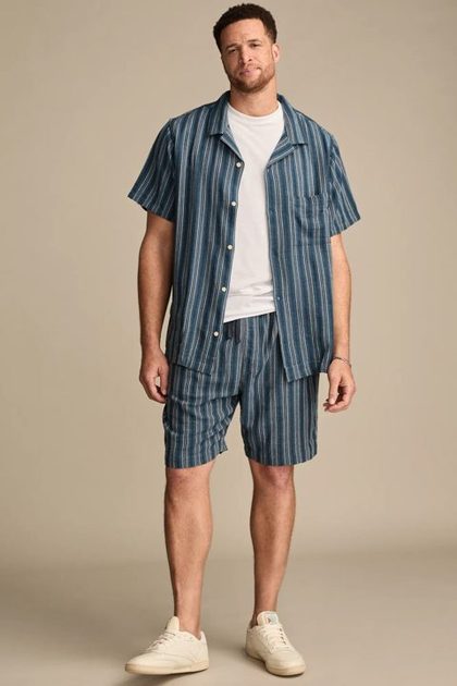 BIG & TALL 7 INCH STRIPED PULL ON SHORT, BLUE STRIPE