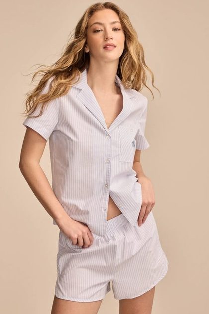 COTTON SLEEP SET, LIGHT BLUE