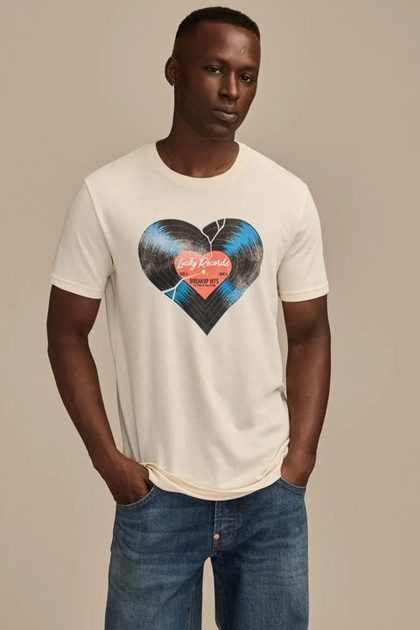 BROKEN RECORD TEE, BONE WHITE