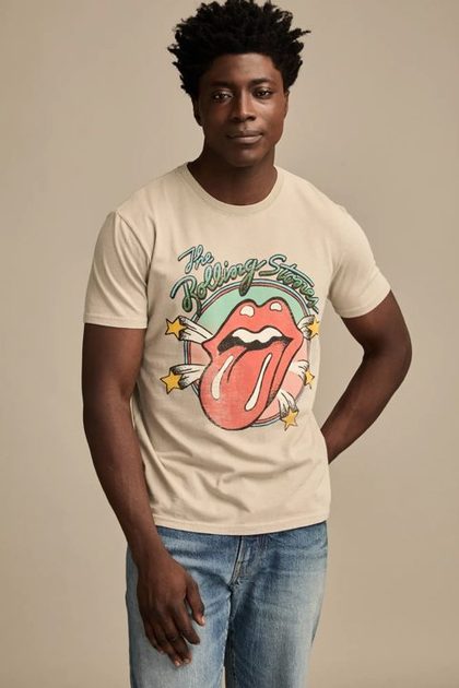 ROLLING STONES STARS TEE, PUSSYWILLOW GRAY