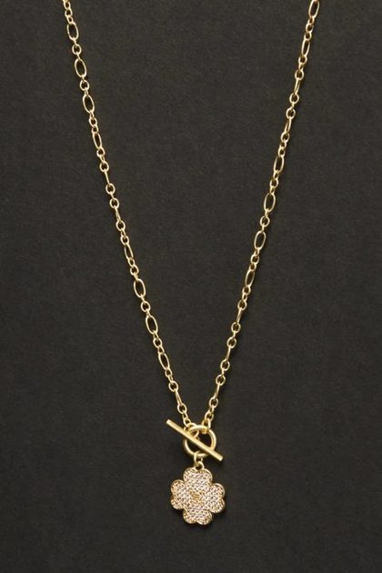 Clover Cross Toggle Necklace, GOLD