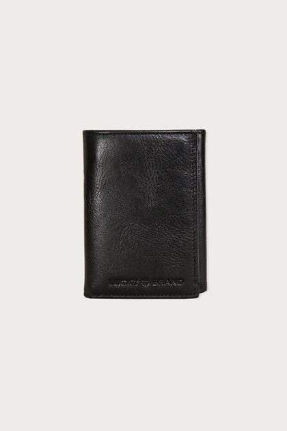 Smooth Leather Trifold Wallet, BLACK